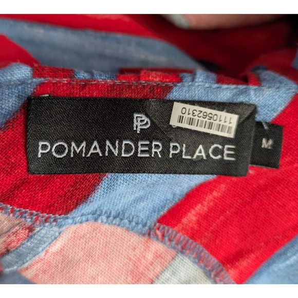 Pomander Place Painterly Stripe Florencia One Shoulder Midi Dress Medium Linen - Picture 4 of 7